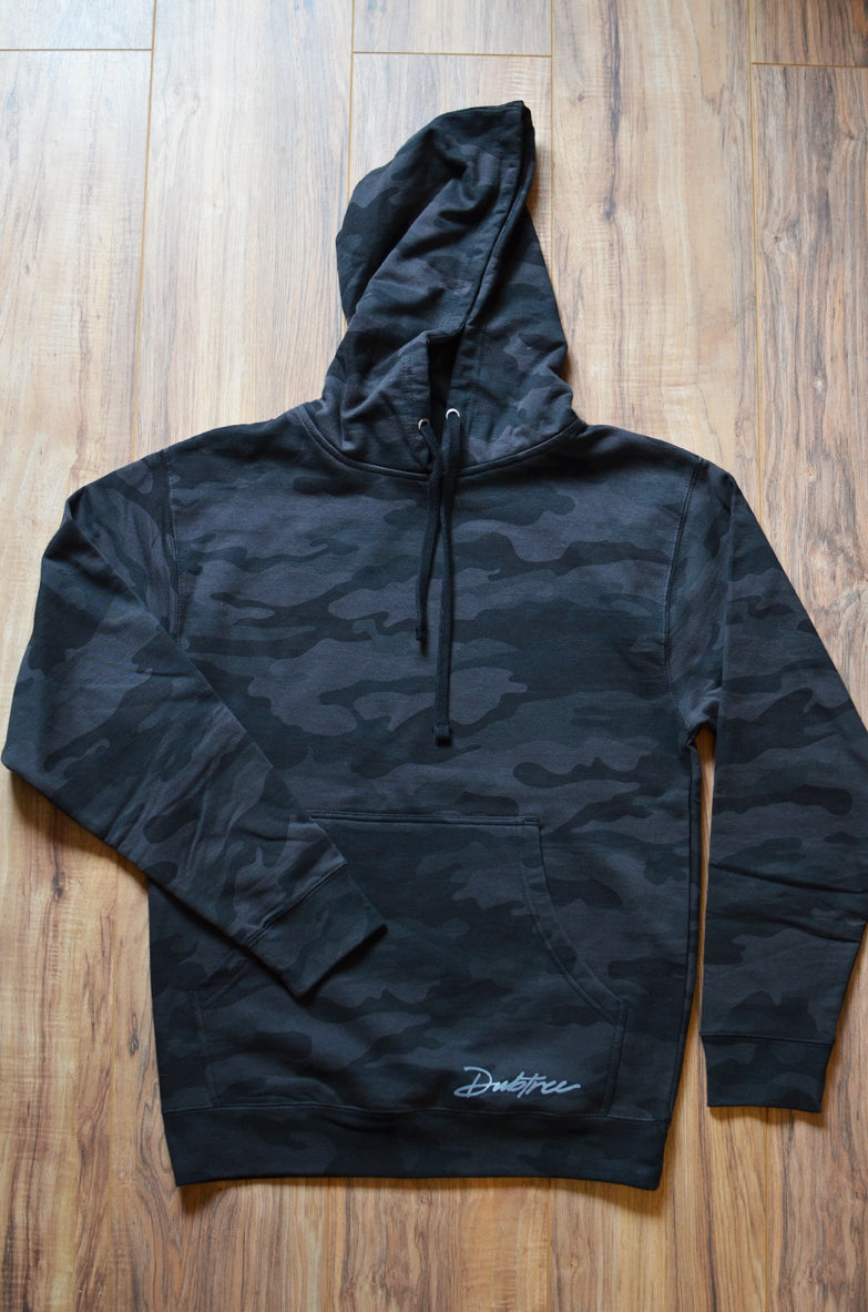 Black Camo Script Hoodie