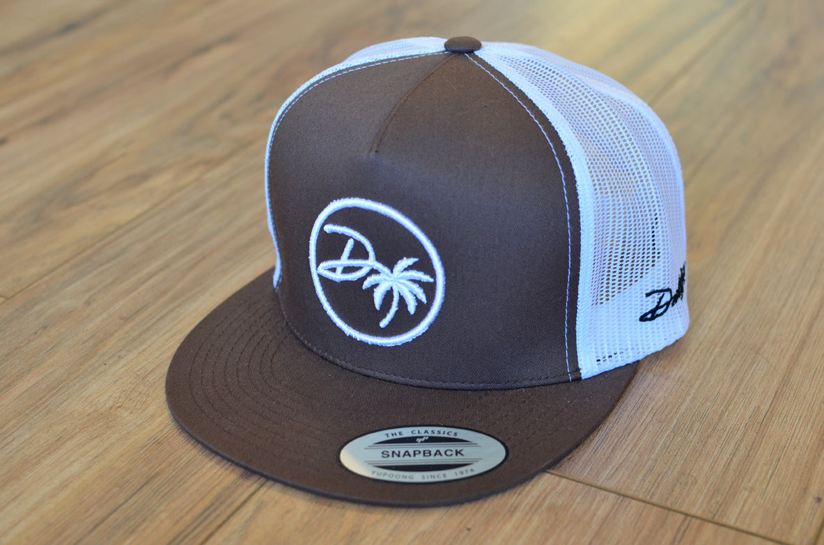 DTree Puff Embroidered Trucker Hat - Brown/White