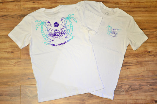 Sun Will Shine On Us Tee - White/Aqua/Purple