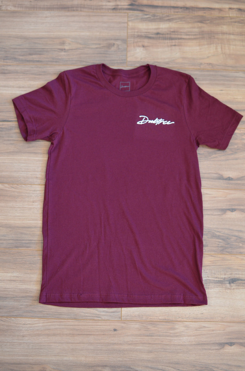 Script Tee - Maroon/Wht